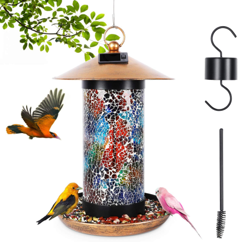 Solar Bird-Feeder for Outside Hanging Outdoor