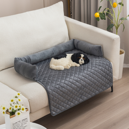 Plush Pet Sofa Cushion Bed 90 x 90 cm, Dark Grey