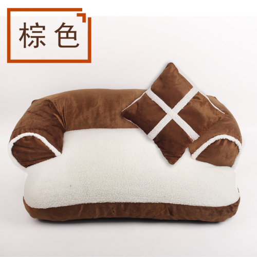Washable Pet Bed L 80 x 60 cm, Coffee