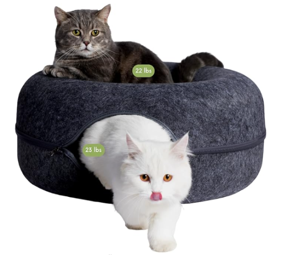 Double-Layer Felt Cat Cave Bed 50 cm, Pink