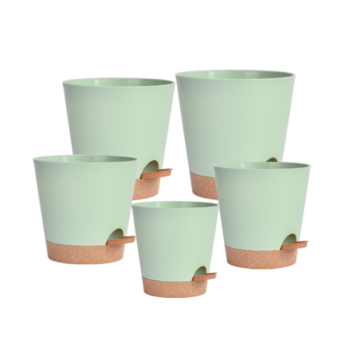 7/6.5/6/5.5/5 Inch Self Watering Planters with Drainage Hole - 5 Pack