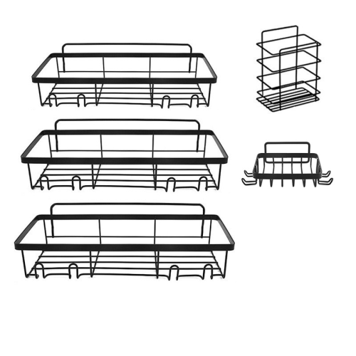 No-Drill Bathroom Shelf Set 5-Piece, Black